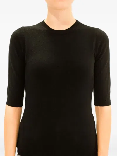 La Rose Crew-neck Cashmere T-shirt In Black