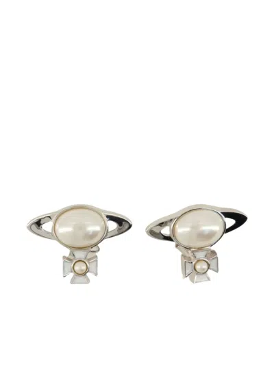 Vivienne Westwood Orb Pearl Earrings In Metallic