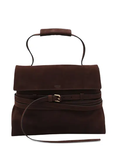 Moschino Buckle-detail Tote Bag In Brown