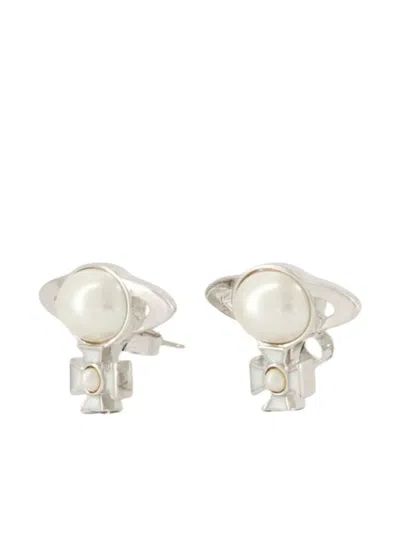 Vivienne Westwood Orb Pearl Earrings In Metallic