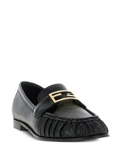 Fendi Nappa Leather Baguette Loafers Fringe Detail In Multi