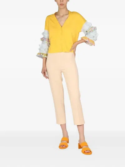 Boutique Moschino Chic Cropped Cady Trousers For Women In Neutral