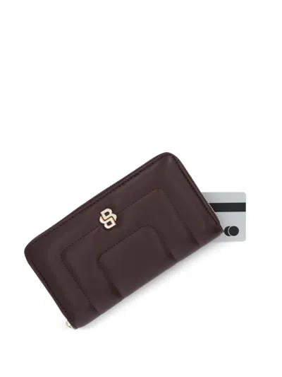 Hugo Boss Logo-plaque Wallet In Brown