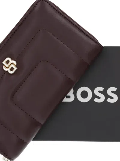 Hugo Boss Logo-plaque Wallet In Brown