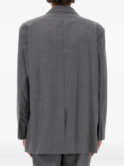 Helmut Lang Oversized Wool Blazer In Grey