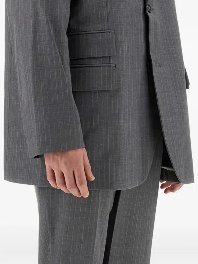 Helmut Lang Oversized Wool Blazer In Grey