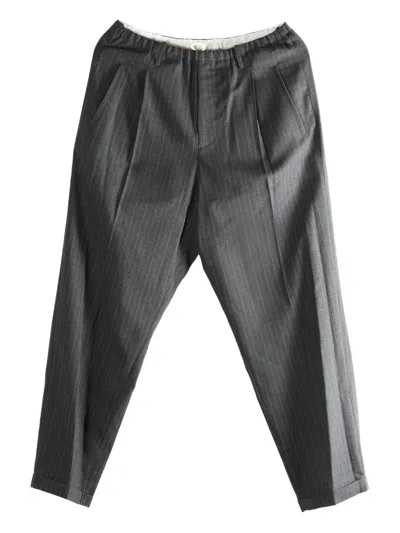 Magliano Striped Pleated Trousers In Gray
