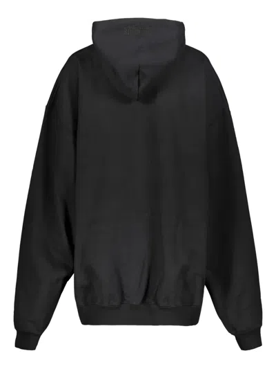 Vetements Logo-embroidered Cotton Hoodie In Black