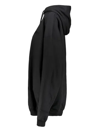 Vetements Logo-embroidered Cotton Hoodie In Black