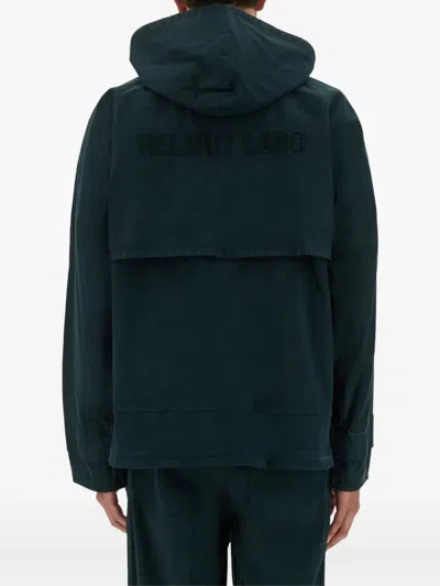 Helmut Lang Layered Design Hooded Windbreaker In Green