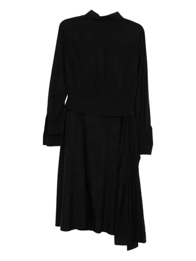 Juunj Belted-waist Shirt Dress In Black