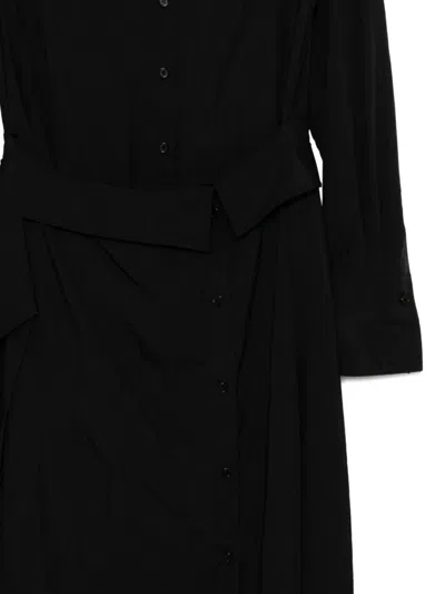Juunj Belted-waist Shirt Dress In Black