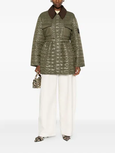 Ganni Women Recycled Nylon Quilted Jacket In Green