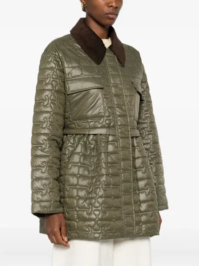 Ganni Women Recycled Nylon Quilted Jacket In Green