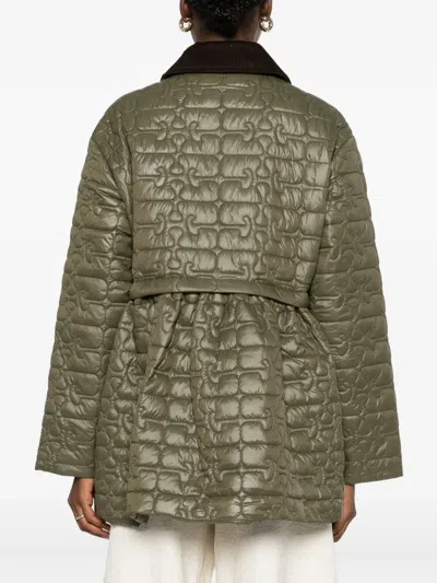 Ganni Women Recycled Nylon Quilted Jacket In Green