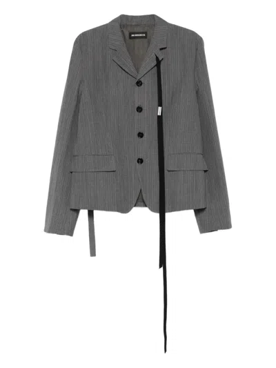 Ann Demeulemeester Reinier Pinstripe Ribbon Jacket In Gray
