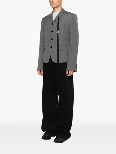 Ann Demeulemeester Reinier Pinstripe Ribbon Jacket In Gray