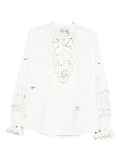 Alemais Embroidered Ruffled Top In White