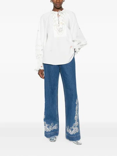 Alemais Embroidered Ruffled Top In White
