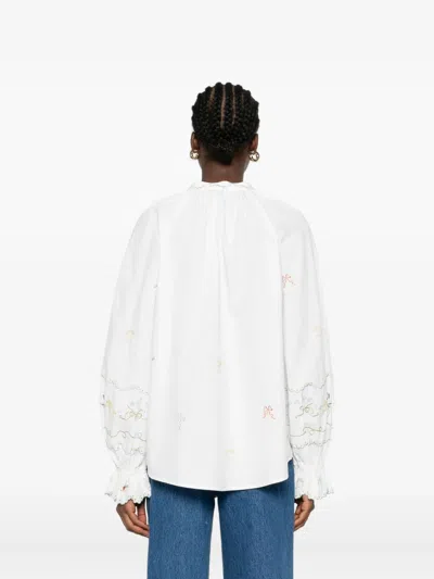 Alemais Embroidered Ruffled Top In White
