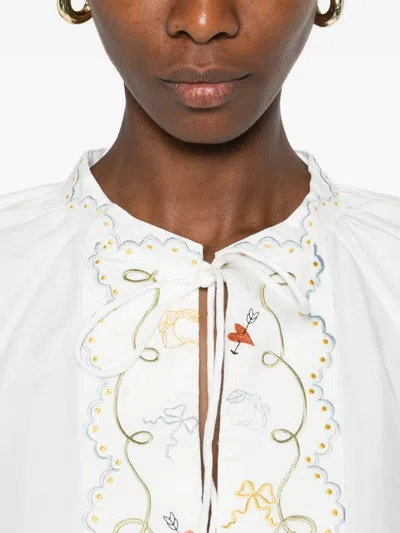 Alemais Embroidered Ruffled Top In White