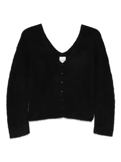 Calvin Klein Long-sleeved Knitted Cardigan In Black