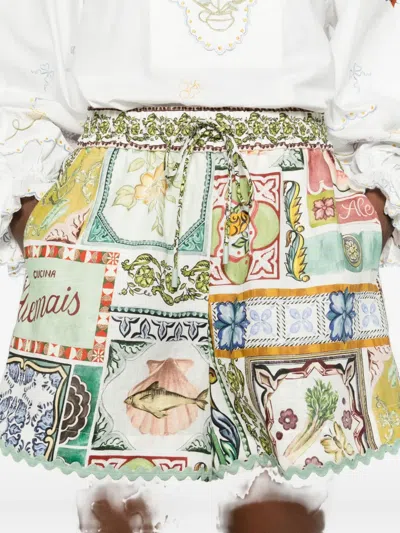 Alemais Scalloped Printed Shorts In Multi