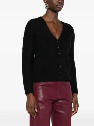 Calvin Klein Long-sleeved Knitted Cardigan In Black