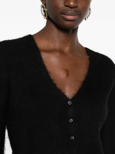 Calvin Klein Long-sleeved Knitted Cardigan In Black