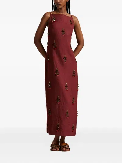 Polo Ralph Lauren Embellished Sleeveless Dress In Brown