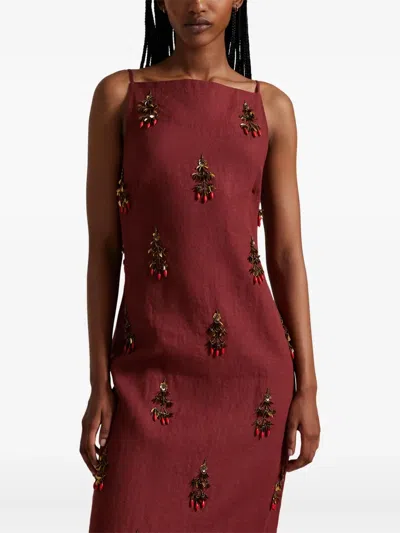 Polo Ralph Lauren Embellished Sleeveless Dress In Brown