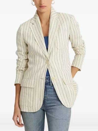 Ralph Lauren Striped Two-button Jacket In Neutral