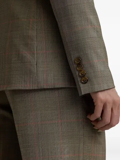 Ralph Lauren Double-breasted Checked Jacket In Brown