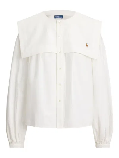 Polo Ralph Lauren Cotton Oxford Shirt With Bib Detail In White