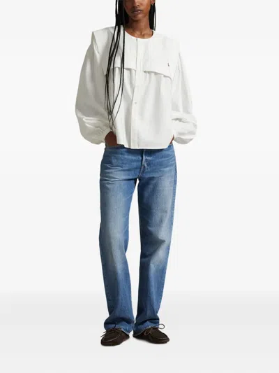 Polo Ralph Lauren Cotton Oxford Shirt With Bib Detail In White