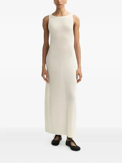 Soft Goat Round-neck Maxi Dress In White