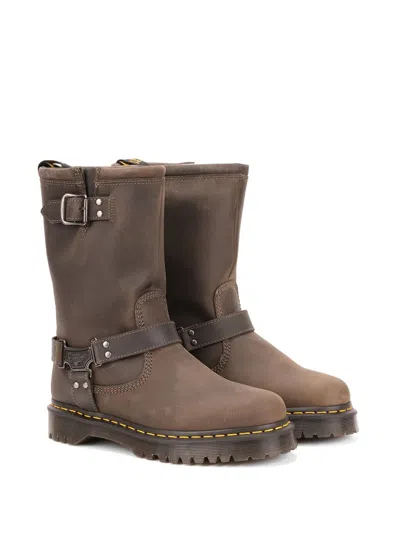 Dr. Martens Buckle-strap Biker Boots In Brown