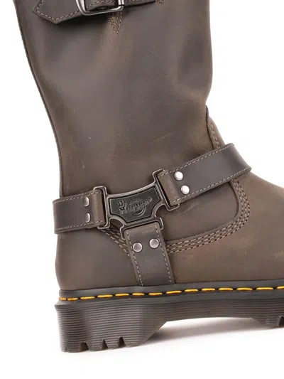 Dr. Martens Buckle-strap Biker Boots In Brown