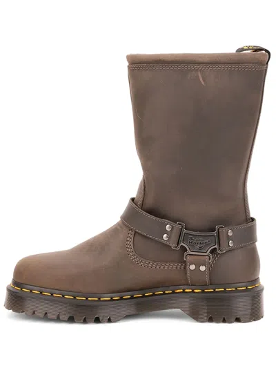 Dr. Martens Buckle-strap Biker Boots In Brown