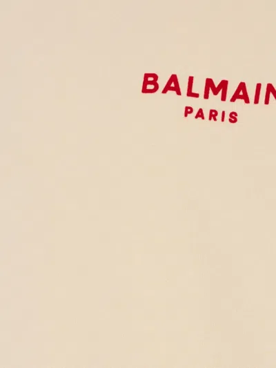 Balmain Beige Sweatshirt For Kids With Logo In Neutral