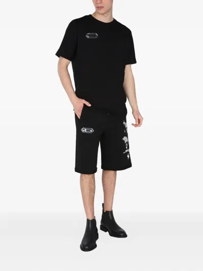 Disclaimer Graphic-print Bermuda Shorts In Black