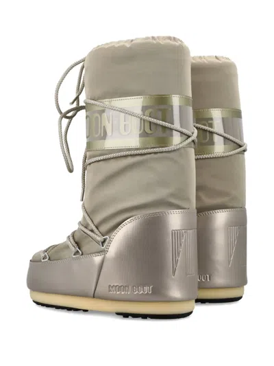 Moon Boot Moonboot Metallic Boots With Lace-up Design In Silver