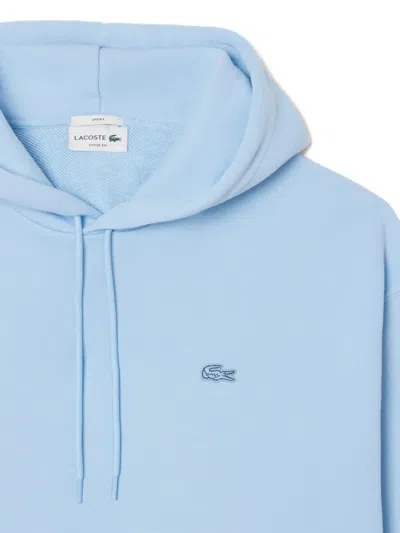 Lacoste Logo-patch Hoodie In Blue