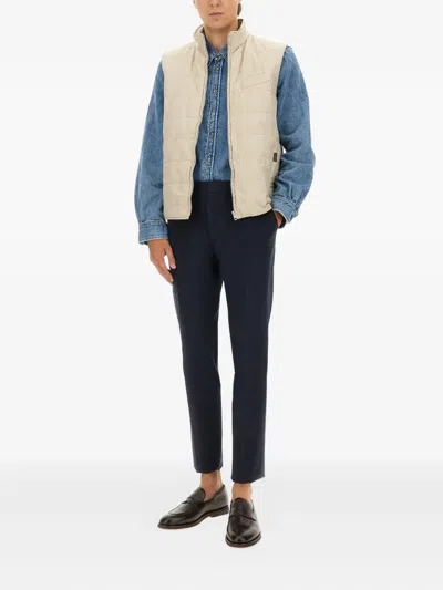 Fay Quilted Vest With High Collar And Padded Texture In Neutral