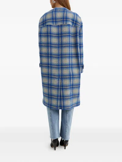 Isabel Marant Plaid-pattern Wool Coat In Blue