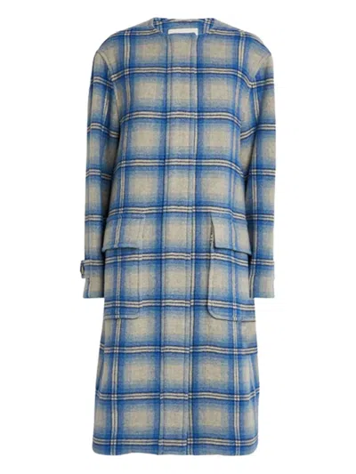 Isabel Marant Plaid-pattern Wool Coat In Blue