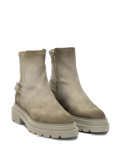 Santoni Buckled-strap Ankle Boots In Neutral
