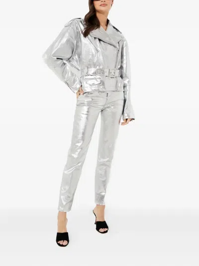 Alexandre Vauthier Metallic Jeans In Silver
