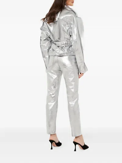 Alexandre Vauthier Metallic Jeans In Silver