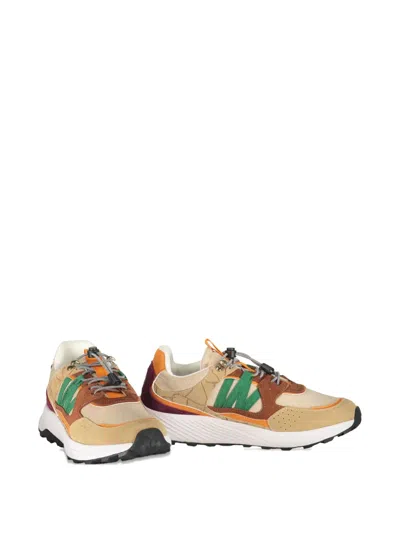 Acbc Beige Athletic Shoe With Green And Brown Details In Neutral